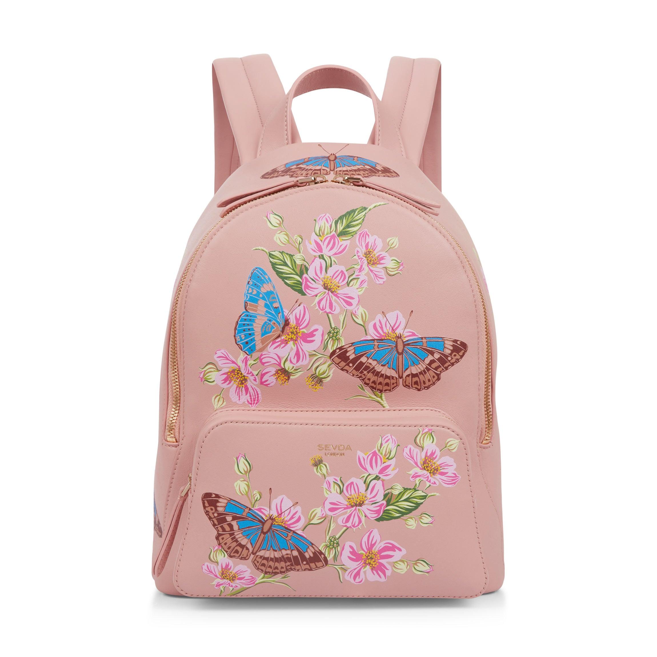 Pink cheap flower backpack